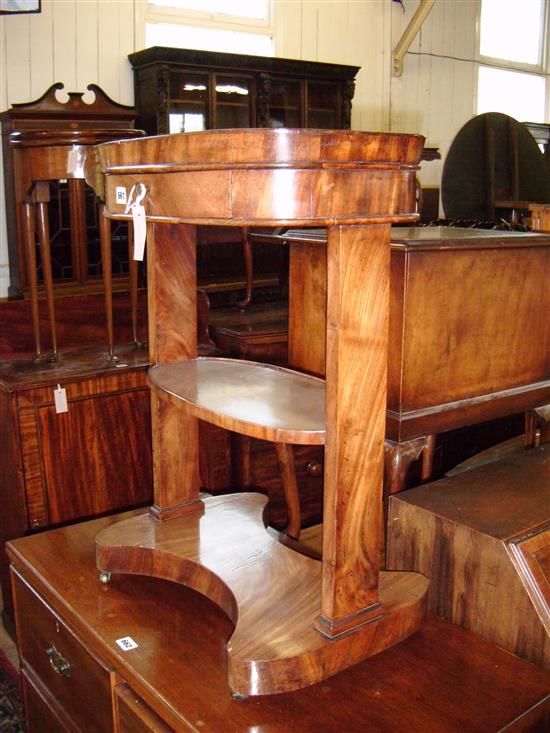 19C French mahogany three-tier work table